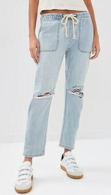 ONE TEASPOON Shabbies Drawstring Jean Blue Hustler Distressed Boyfriend Womens M